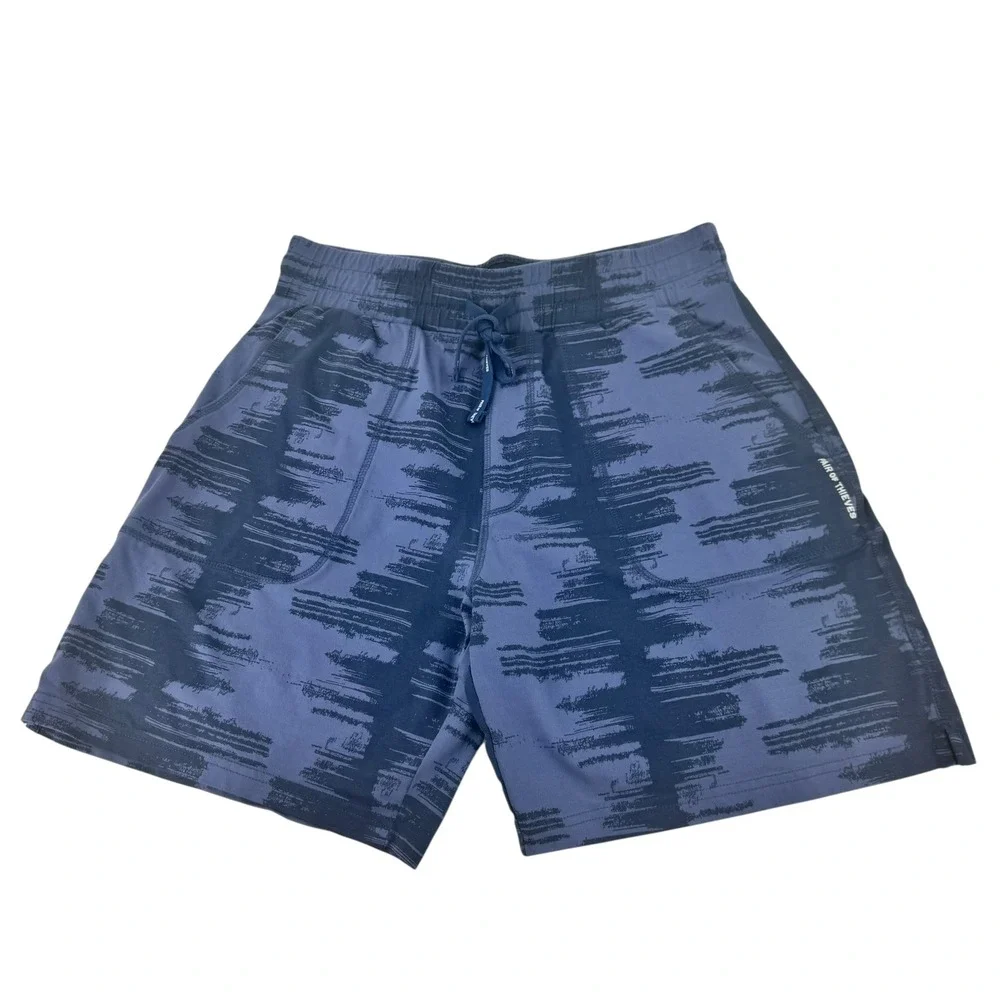 Pair of Thieves Mens Blue Abstract Brushstroke Lounge Athletic Shorts Sz Small - Picture 2 of 11
